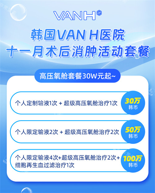 韩国VAN-H医院十一月术后消肿活动套餐