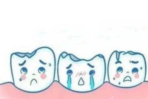 牙齿缺损卡通展示图