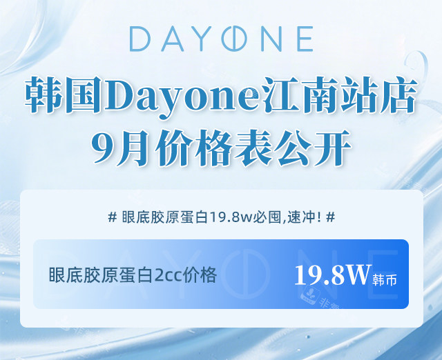 韩国Dayone江南站店9月价格表 韩国Dayone江南站店9月价格表