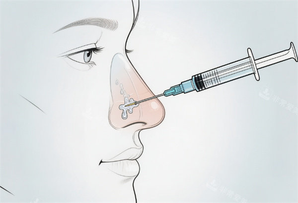 注射隆鼻插画示意图